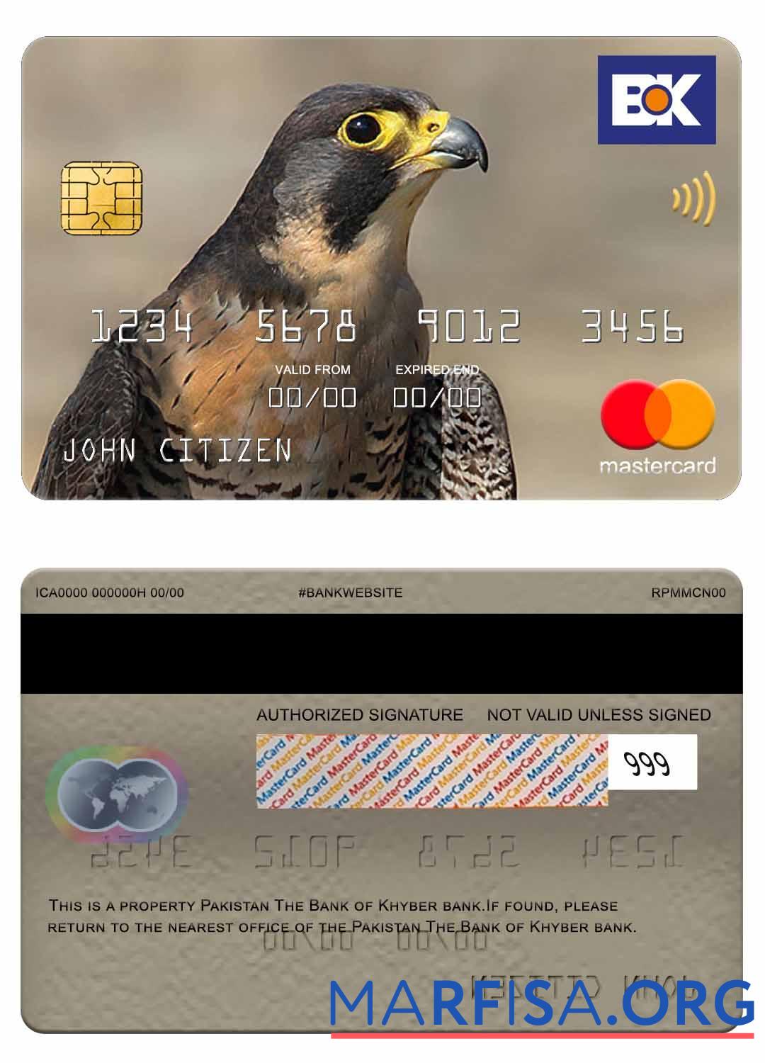 Downloadable Pakistan The Bank of Khyber bank mastercard real example